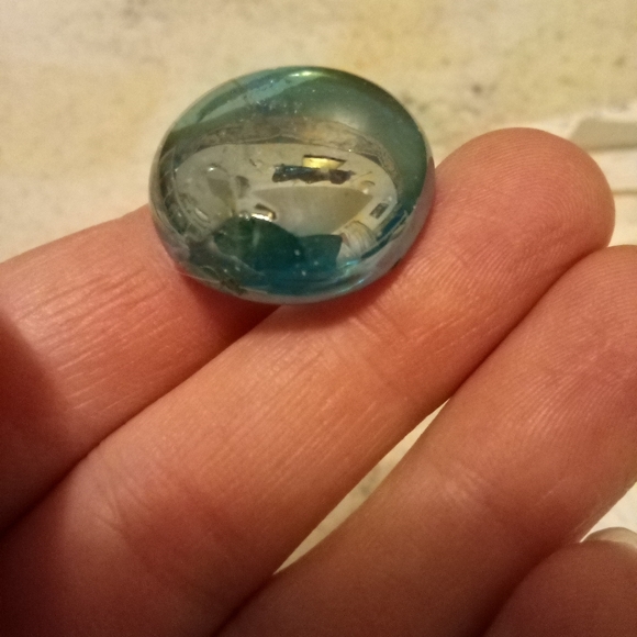 3 aqua-like colored checkers pieces 2 big 1 small - Picture 6 of 7